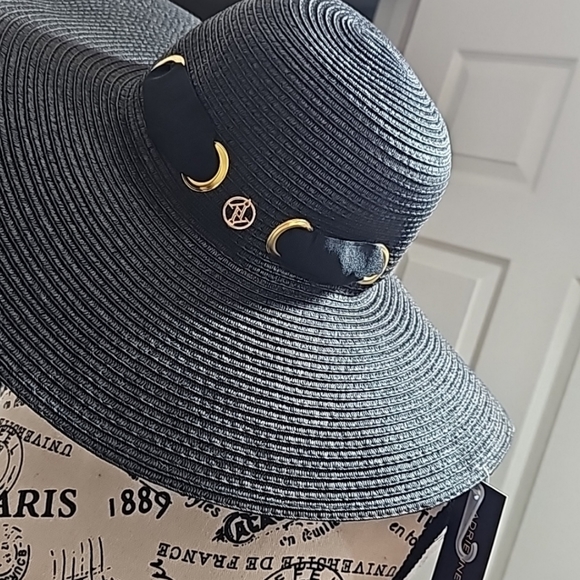 Adrienne Vittadini Straw Hat Black BNWT